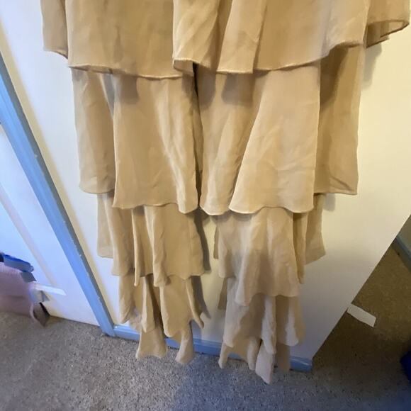 Maya Tall OveralDress Nude Sequins SheerLace Zip Sleeveless Ruffle 90s Festive 4 - Picture 8 of 12